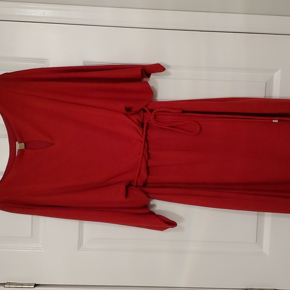 Sandra Darren holiday red knit t dress 1X